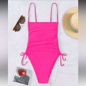 SHEIN Hot Pink Women's One Piece Swimsuit